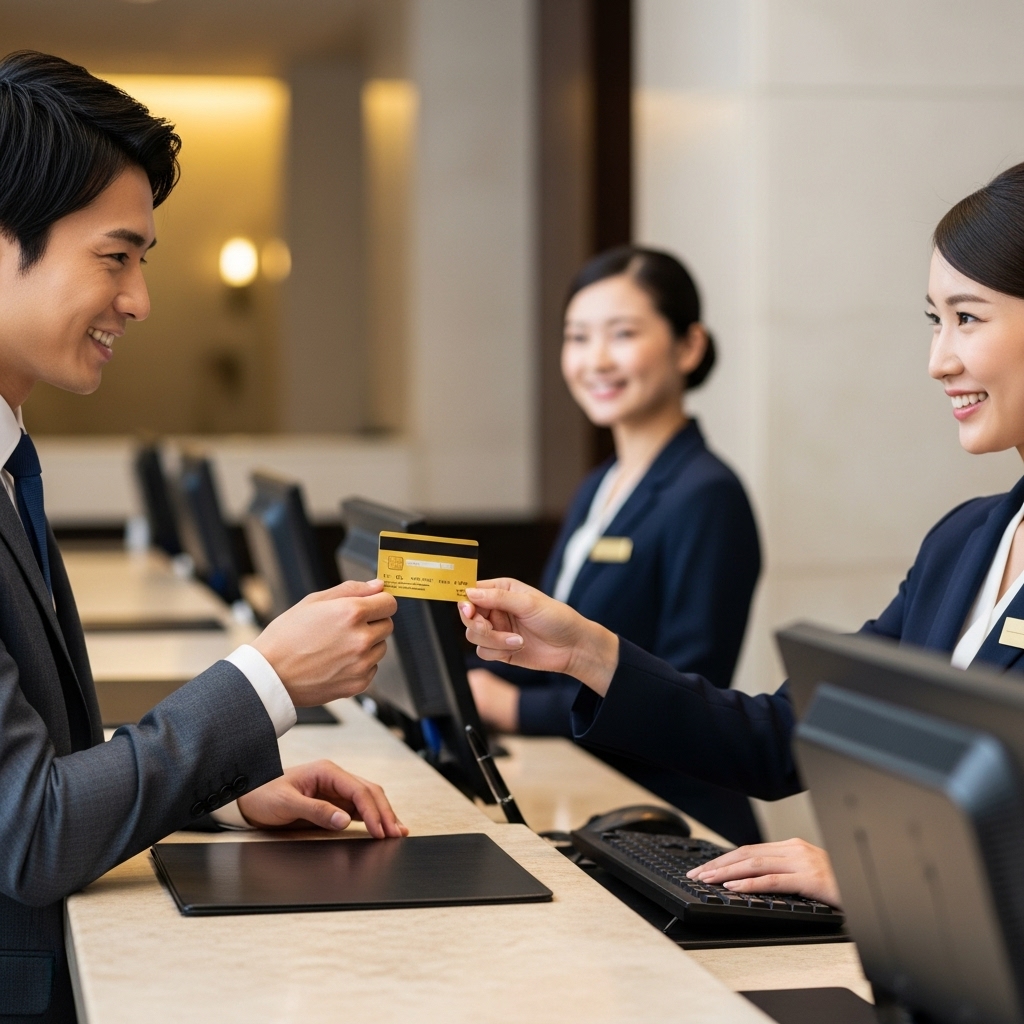 クレジットカードが「信用」を証明するパスポートのように機能するイメージ。