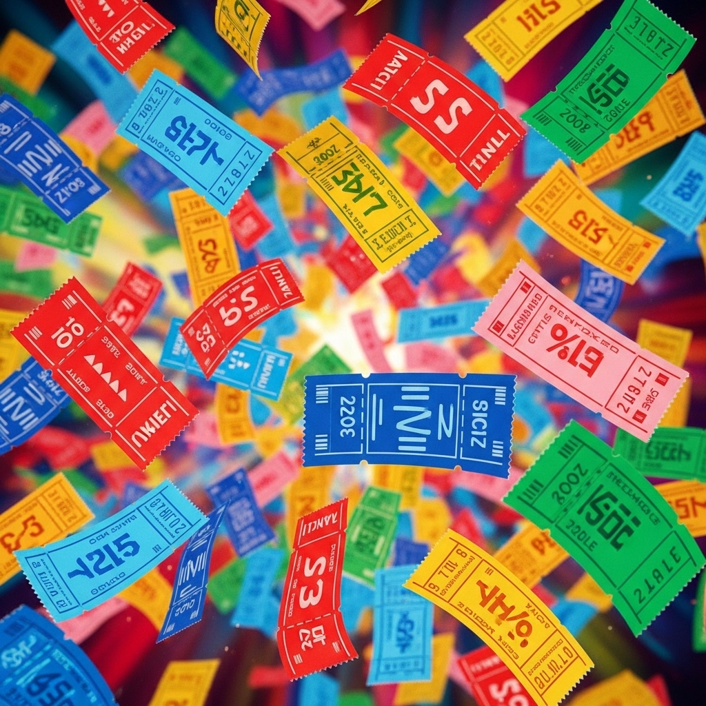 たくさんの割引チケットやクーポン券が舞っているお祝いのイメージ。