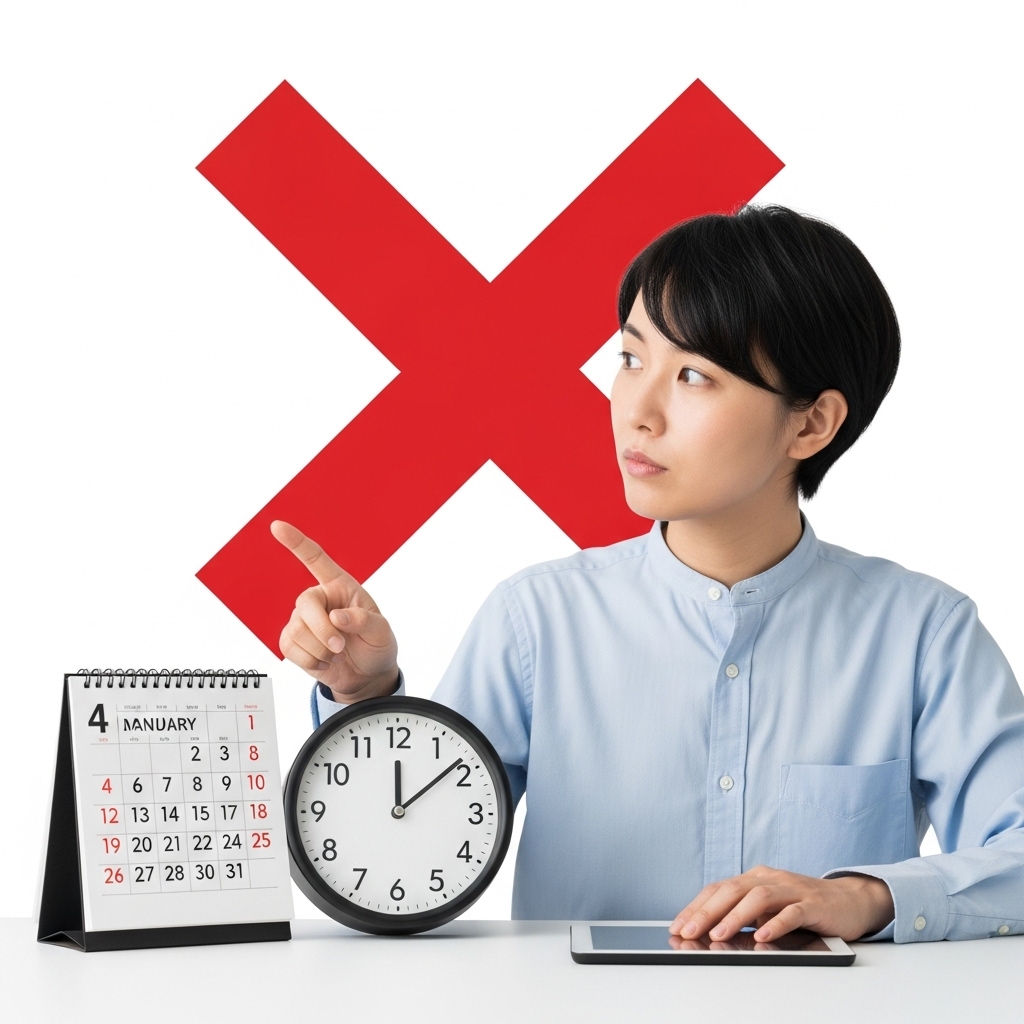 カレンダーと時計を確認する日本人
