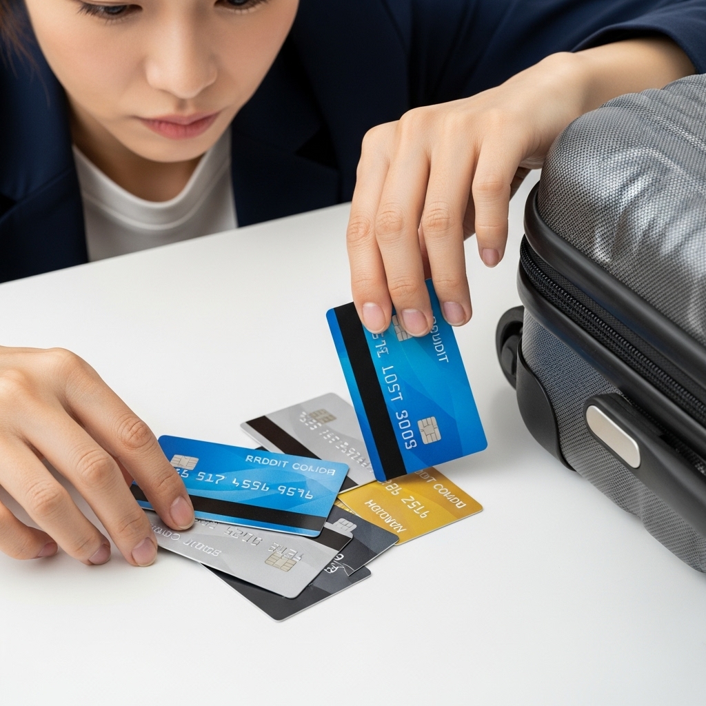 海外旅行とクレジットカード手数料の現状を悩むイメージ。