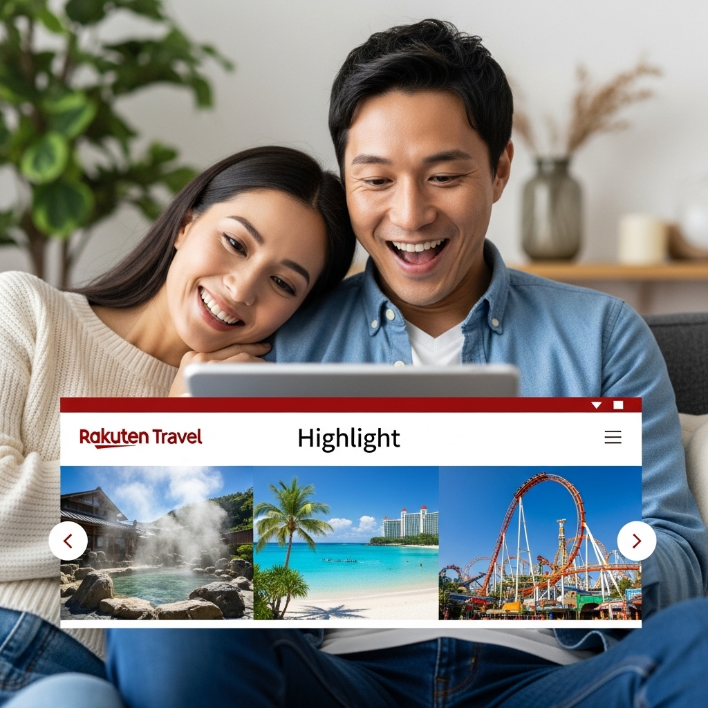 楽天トラベルで魅力的な宿泊プランやツアーを探す日本人旅行者