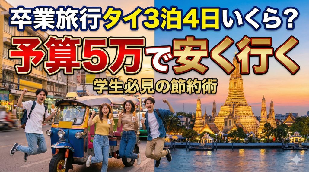 卒業旅行タイ3泊4日いくら？予算5万で安く行く学生必見の節約術